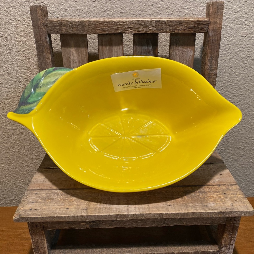 Lemon Serving Bowl, Melamine Lemon Shaped Serving Bowl, Lemon Bowl, Lemon Decor